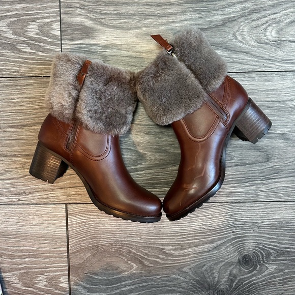 NEW Myrah Brown Calfskin Leather Trask Boots - Picture 2 of 11